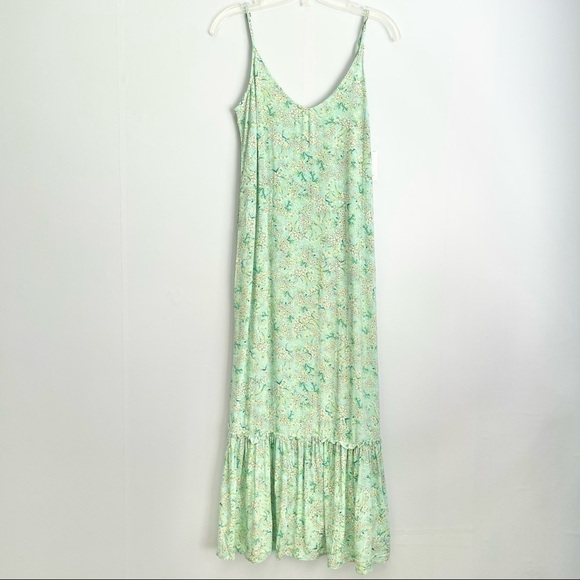 𝅺new O'Neill Aqua Floral Ruffled Hem Byron Ditsy Midi Dress US M - Picture 2 of 7